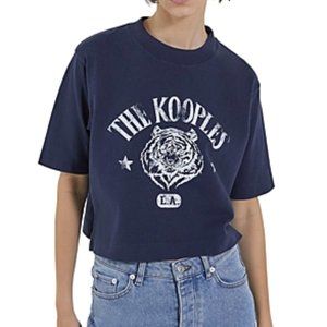 The Kooples Cropped Logo Tee, Navy, 1/Small